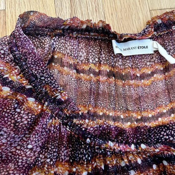 ISABEL MARANT ETOILE silk long sleeve abstract bohemian blouse sheer size 10 - Picture 8 of 12